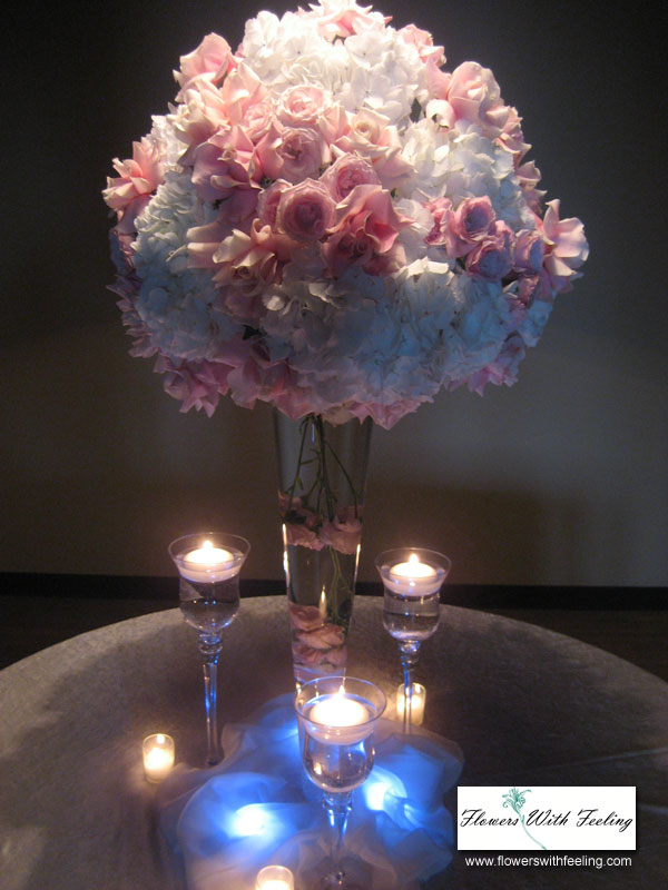 Wedding centerpiece by Flowers With Feeling Inc Chicago