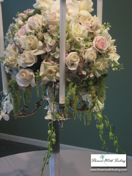 white wedding flower centerpieces. Elevated Wedding Centerpiece: